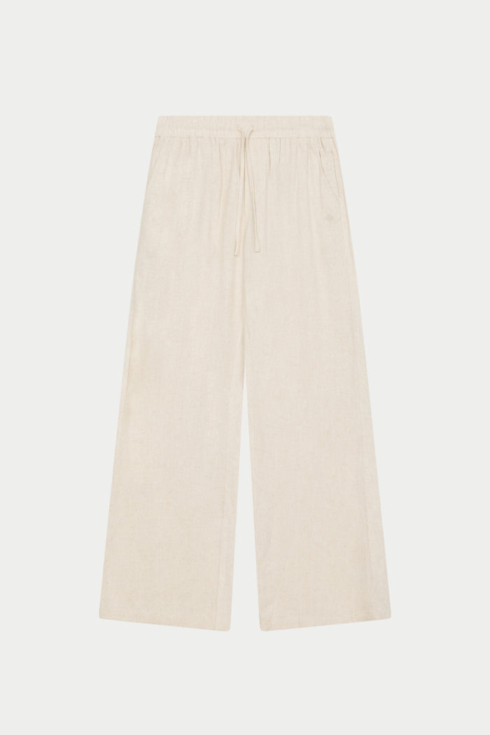 TEXTURED WOVEN TROUSERS - BEIGE