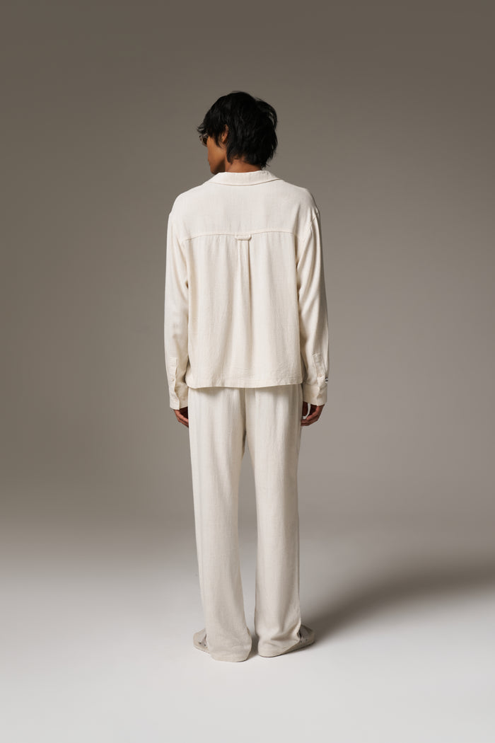 TEXTURED WOVEN TROUSERS - BEIGE