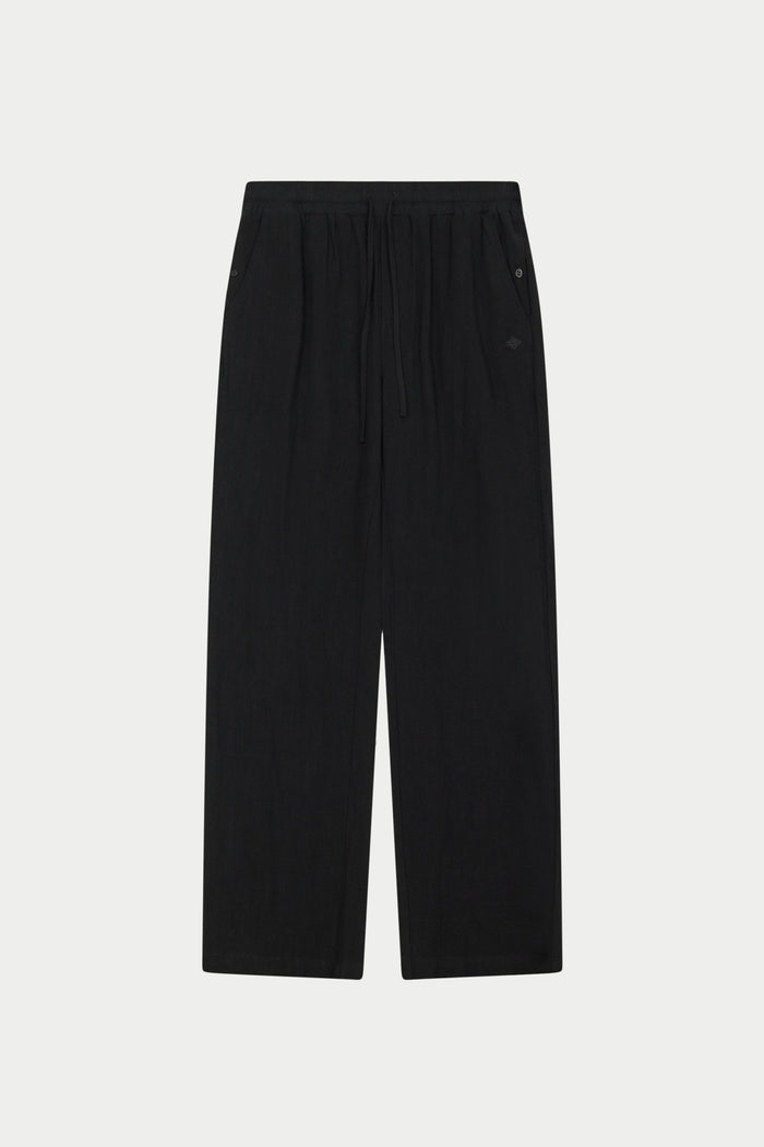 TEXTURED WOVEN TROUSERS - BLACK