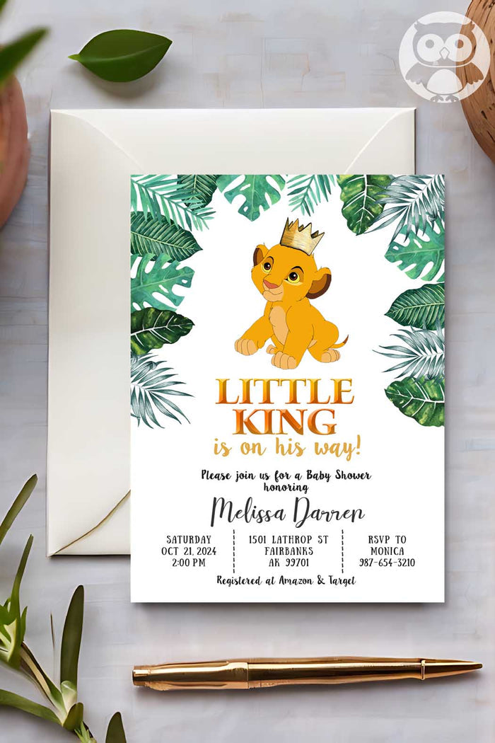 The Lion King Baby Shower Invitation - Jolly Owl Designs