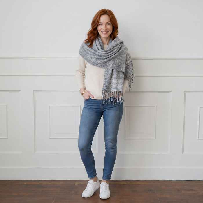 Ticha - Crinkle Pastel Scarf (65x180cm) - Cloud Grey