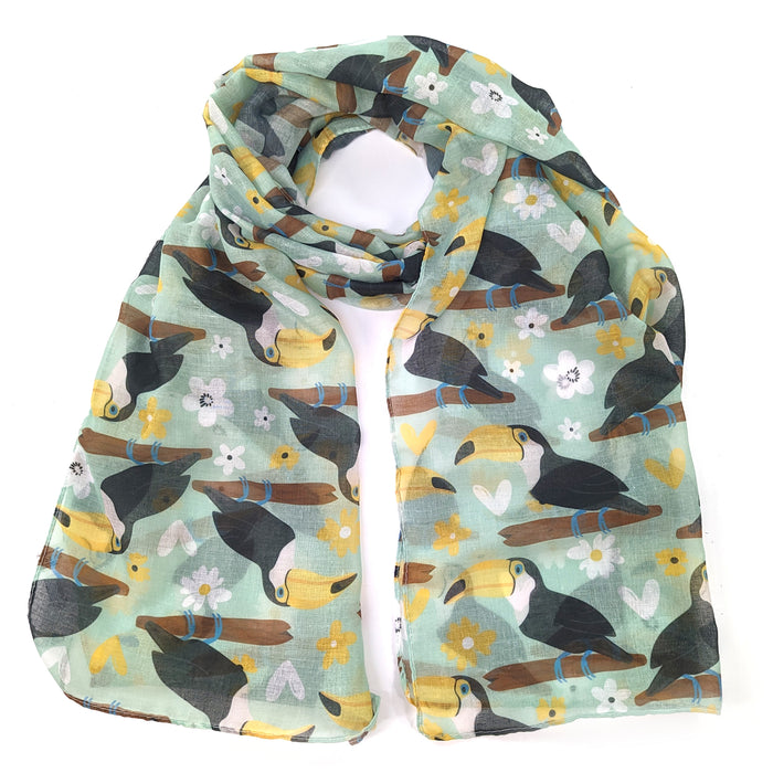 Tina the Toucan Scarf (50x180cm) - Tea Green