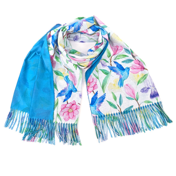 Tropical Hummingbird Pashmina Style Scarf - (70x180cm)