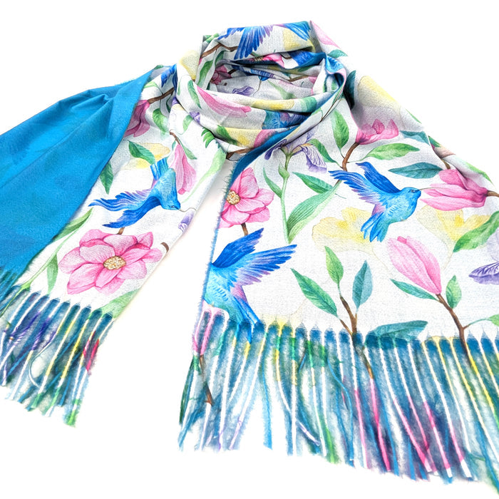 Tropical Hummingbird Pashmina Style Scarf - (70x180cm)