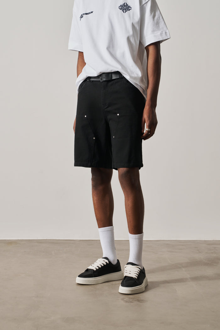 TWILL CARPENTER SHORTS - BLACK