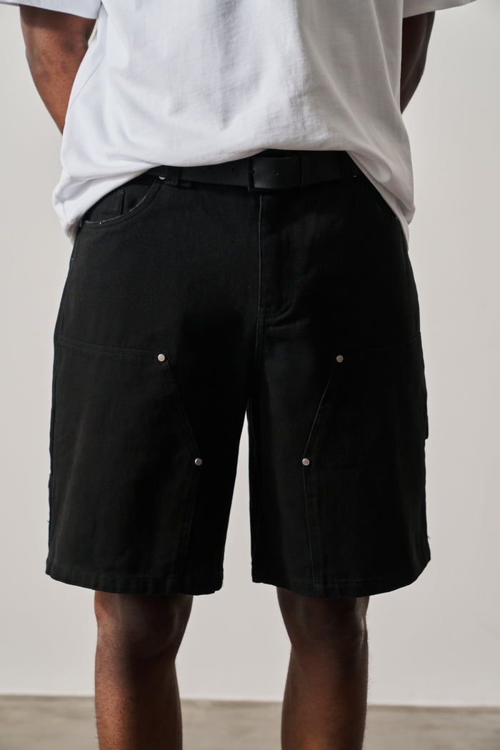 TWILL CARPENTER SHORTS - BLACK