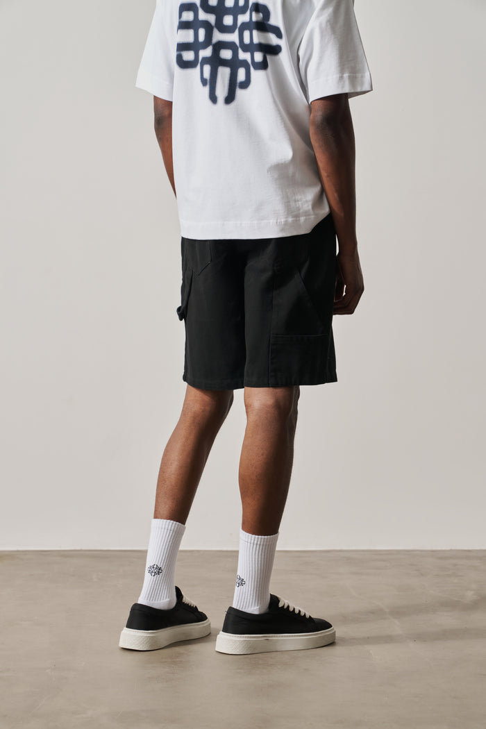 TWILL CARPENTER SHORTS - BLACK
