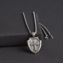 Twister Cross Shield Necklace