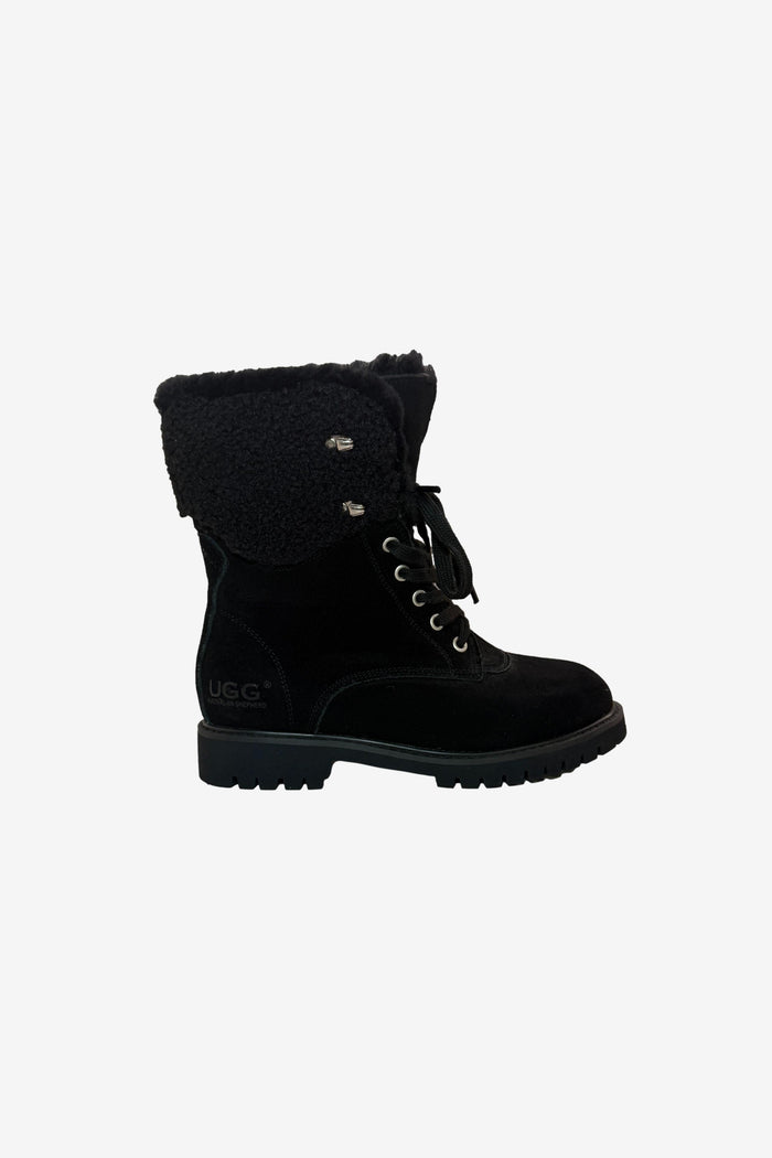 Ugg Australian Shepard Womens Sheepskin Wool Lace Up Boots