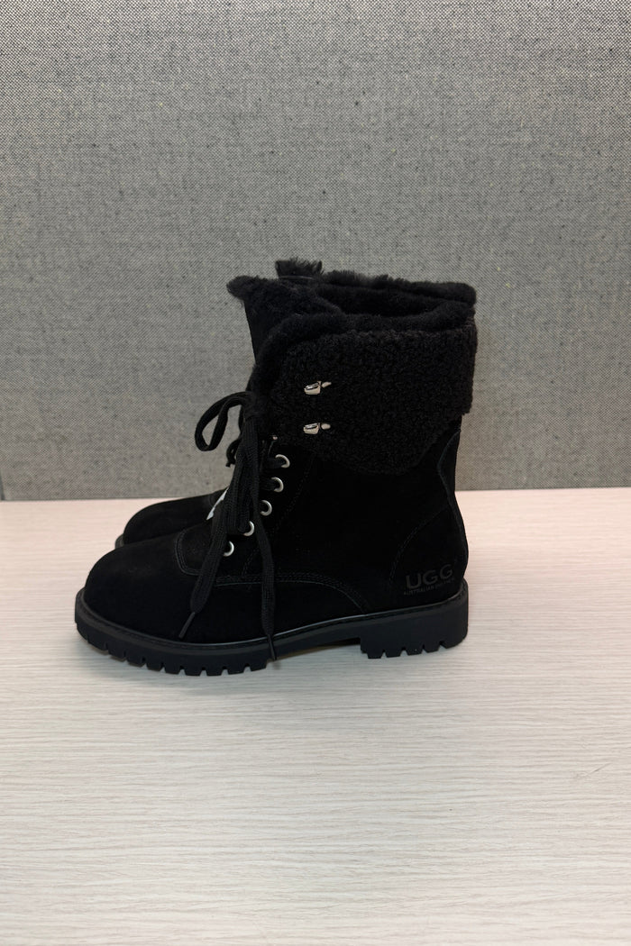 Ugg Australian Shepard Womens Sheepskin Wool Lace Up Boots