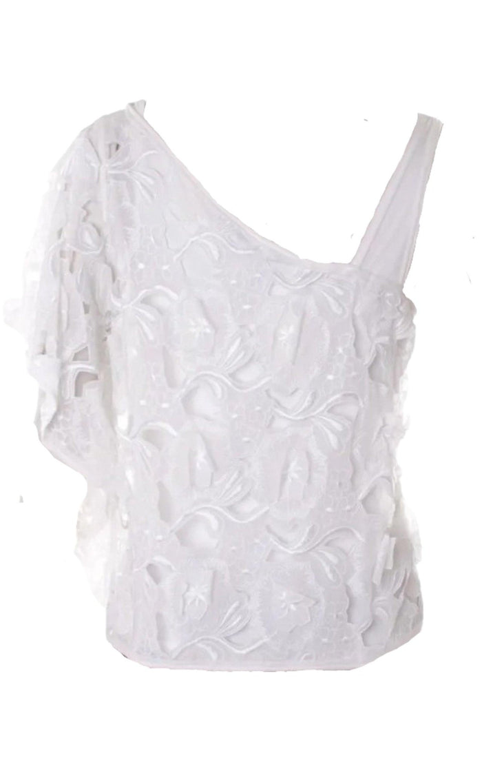 BCBGMAXAZRIA Ulla Asymmetrical Embroidered Top - Runway Catalog