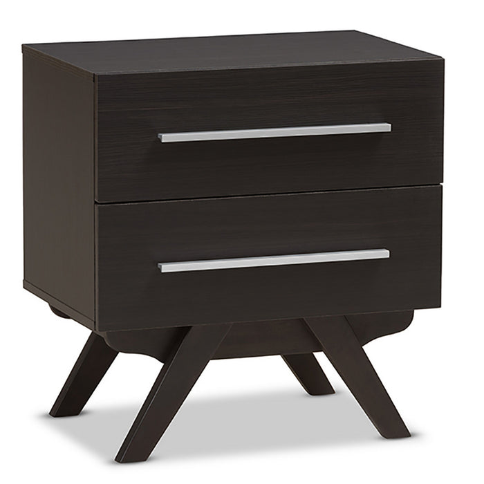 Urban Designs Angular Legs 2-Drawer Nightstand - Dark Brown