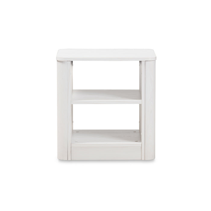 Urban Designs Carlingford Modern and Contemporary Whitewashed Wood Nightstand