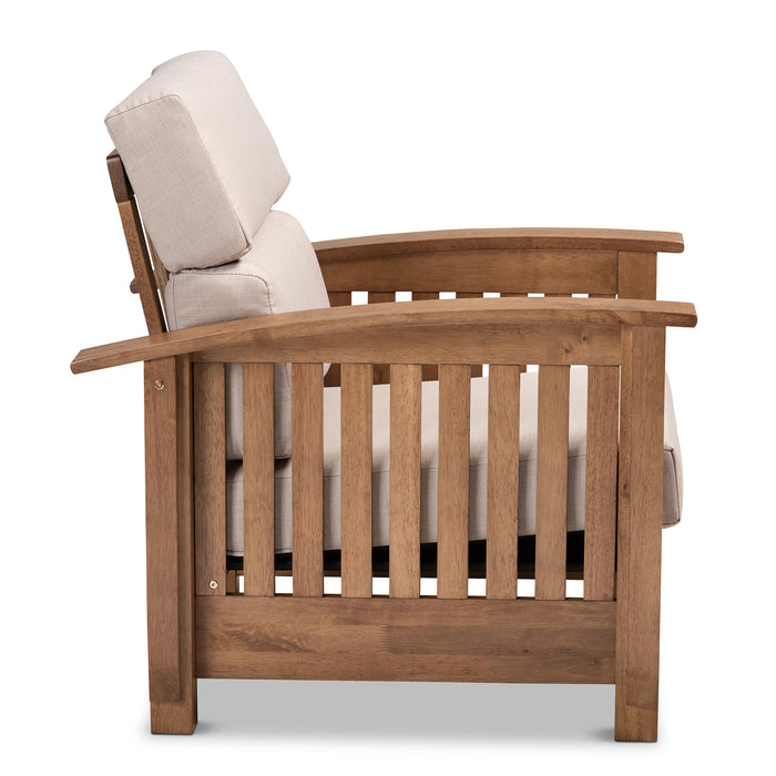 Urban Designs Chrissie Fabric Upholstered Wooden Armchair - Taupe