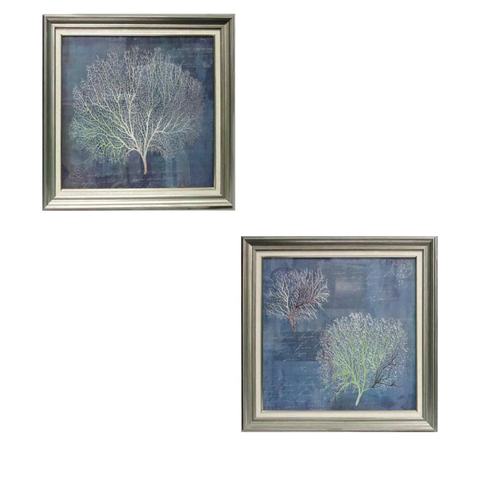 Urban Designs Coastal Collection 25-Inch Corals 2-Piece Square Framed Wall Art