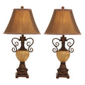 Urban Designs Copper Ornate 32-Inch Polystone Table Lamp - Set of 2