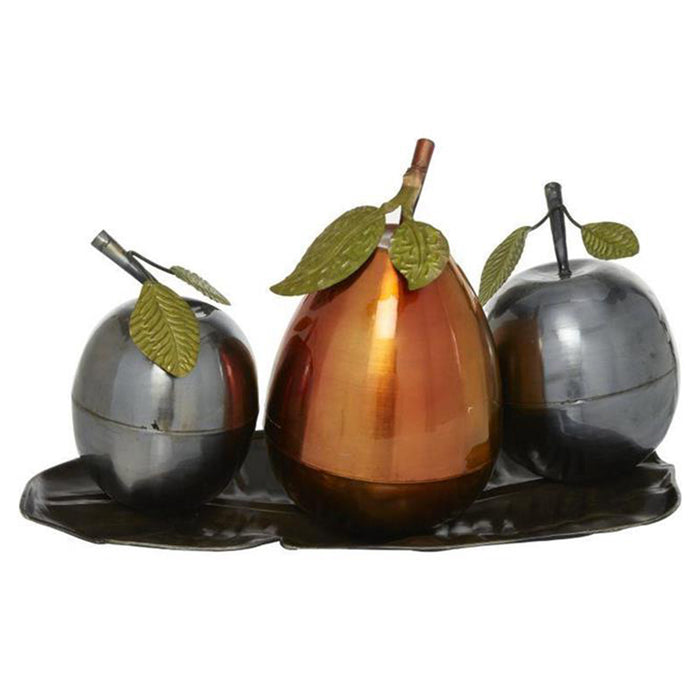 Urban Designs Glazed Metal Artificial Fruit Centerpiece Decor - Orange Silver