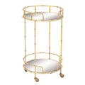 Urban Designs Gold Leaf 2-Shelf Round Rolling Bar Cart