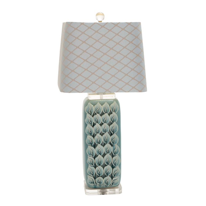 Urban Designs Hand-crafted Calla Lily Ceramic Floral Table Lamp - Teal
