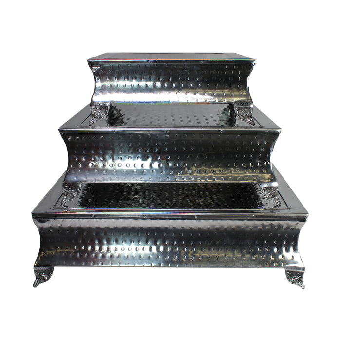 Urban Designs Hand Hammered 3-Tier Square Wedding Cake Stand