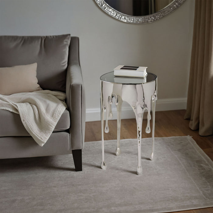 Urban Designs Melting Metal 25-Inch Metallic Drip Design Accent Table