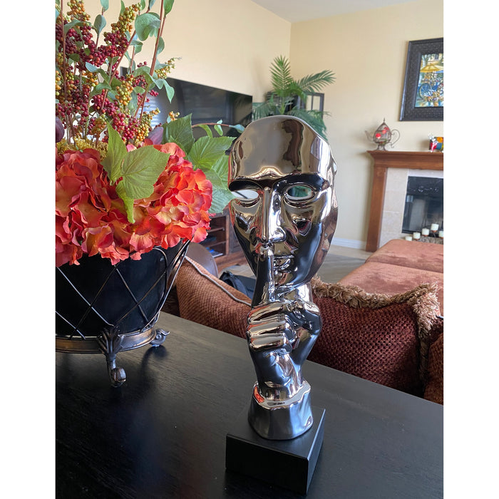 Urban Designs Modern Abstract Tabletop Sculpture Bust Decor - Silver