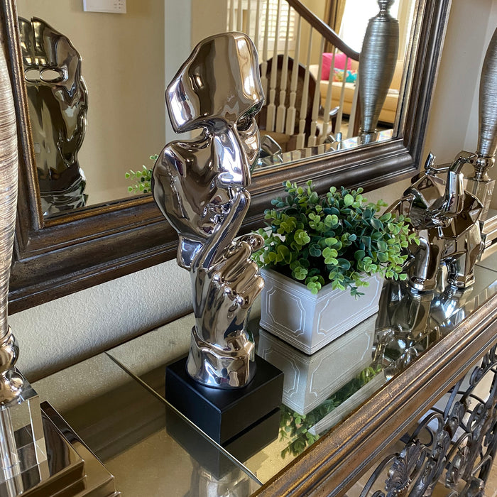 Urban Designs Modern Abstract Tabletop Sculpture Bust Decor - Silver
