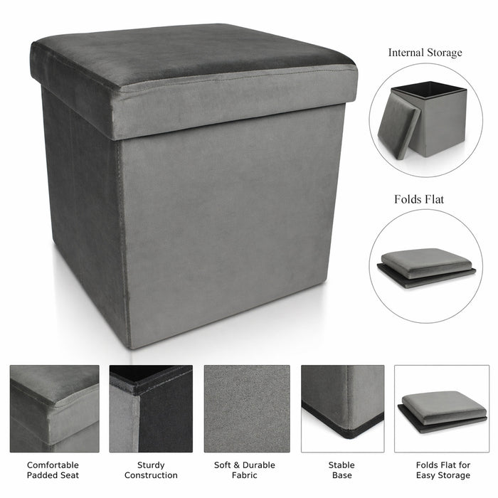 Urban Designs Modern Foldable Fabric Cube Storage Stool Ottoman