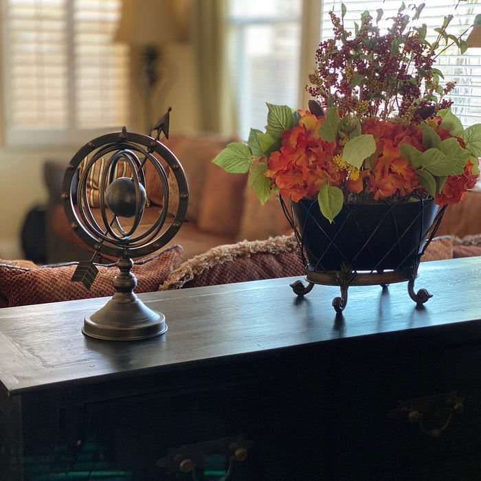 Urban Designs Reflections 17" Armillary Globe Sphere Metal Sculpture