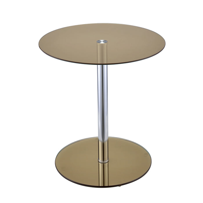 Urban Designs Samantha Chrome Accent Side Table - Smoke Glass