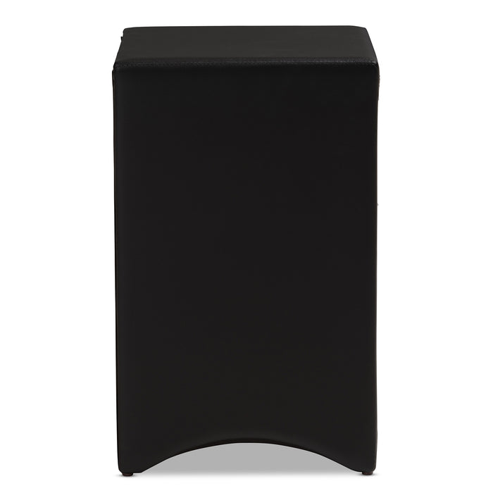 Urban Designs Sonia Faux Leather Upholstered 3-Drawer Nightstand in Black Finish