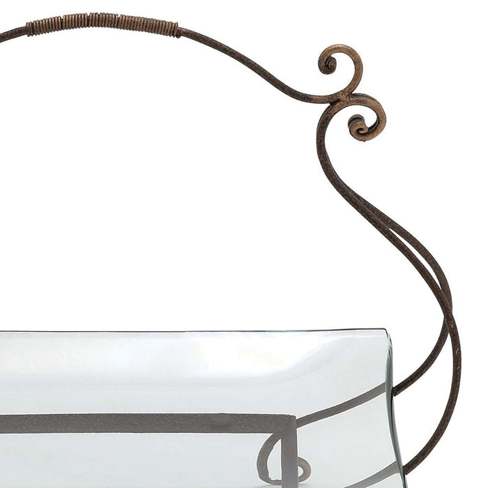 Urban Designs The Gordon Rectangular Glass Serving Tray with Metal Stand