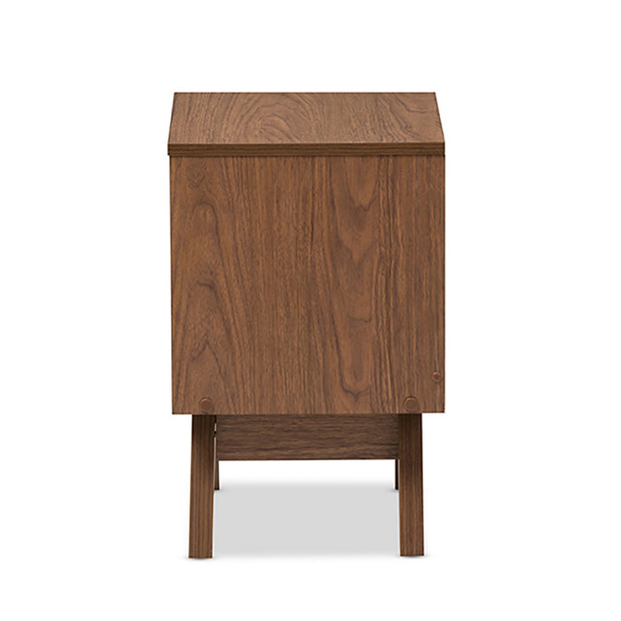 Urban Designs Two Tone White and Walnut 2-Drawer Nightstand