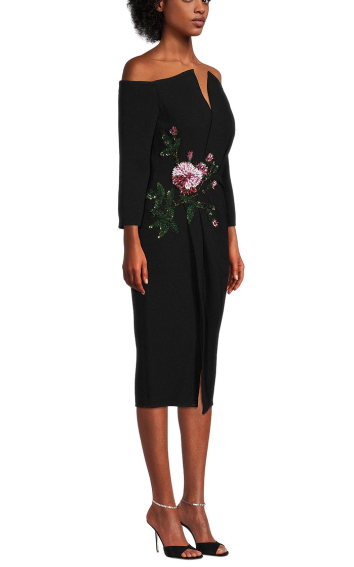 Oscar de la Renta V - neck Crystal Cocktail Dress - Runway Catalog