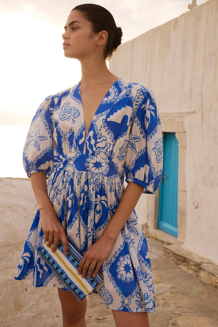 V-Neck Puff Mini- Asterias Blue
