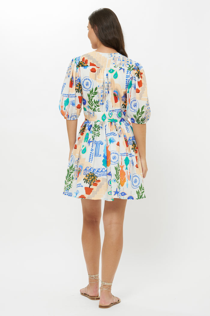 V-Neck Puff Mini- Corfu Blue