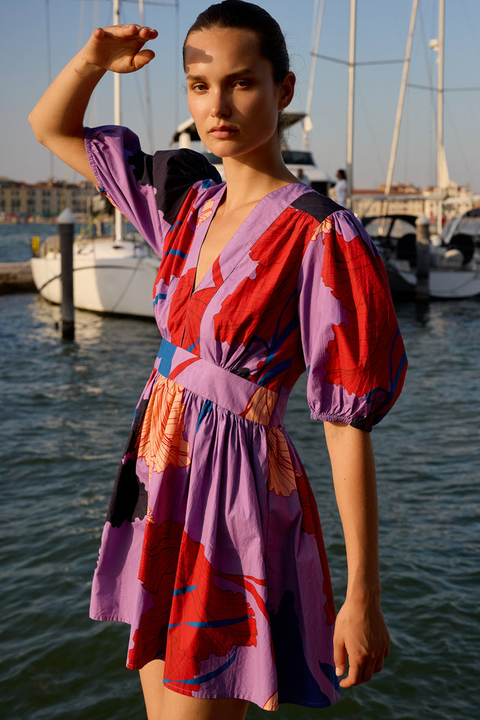 V-Neck Puff Mini- Hague Lavender