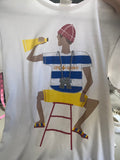 Vintage Graphic Embroidered T-Shirt with Appliqué Detail