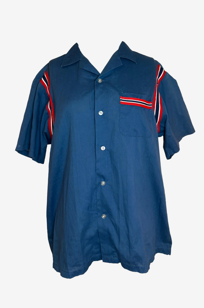 Vintage Hilton Mens Striped Bowling Top