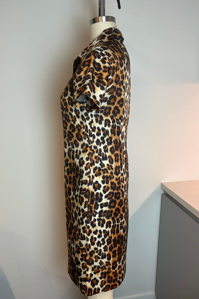 Vintage Leopard Button Mini Dress
