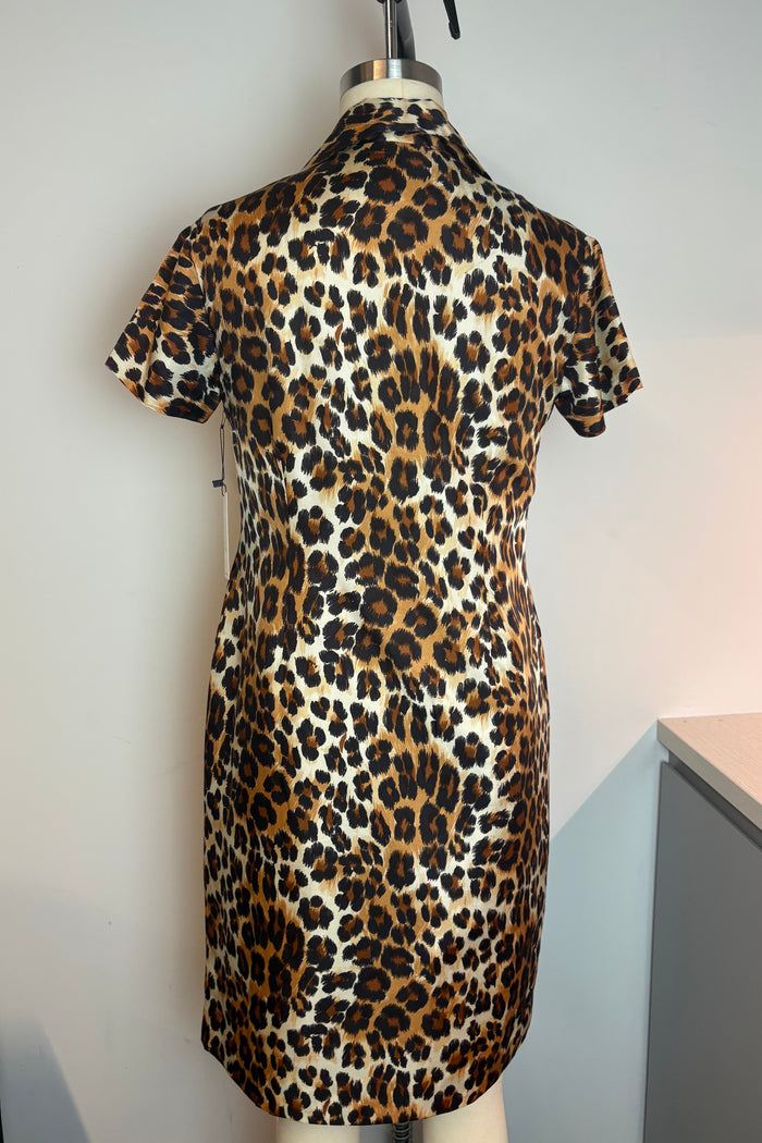 Vintage Leopard Button Mini Dress