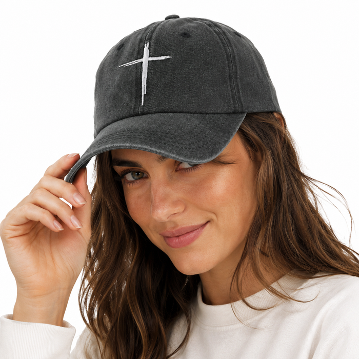 Two-piece black vintage cap set with relaxed crown and adjustable back strap
