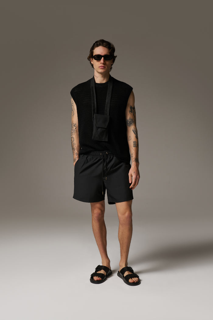 WATER REACTIVE EMBLEM SWIM SHORT - BLACK