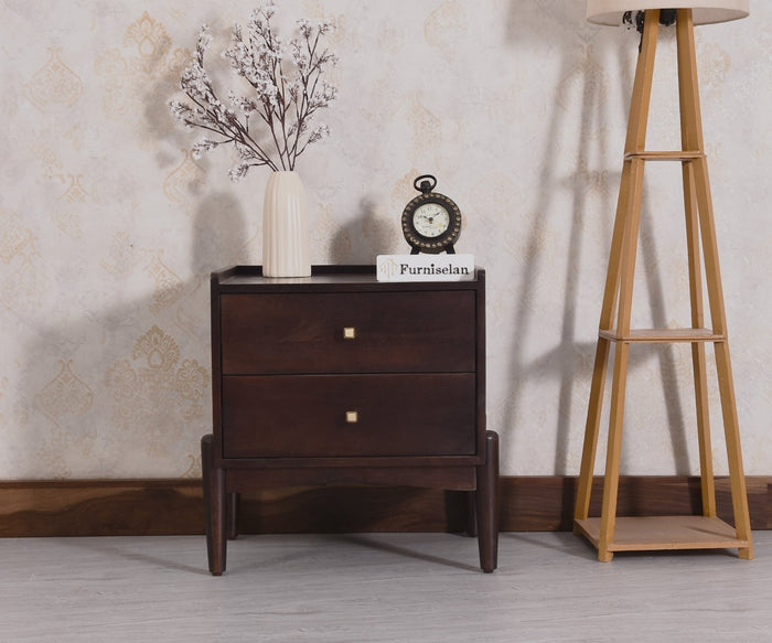 Wellington Solid Wood Bedside Table Two Drawer - Bedside Table - Furniselan - Grey-Finish
