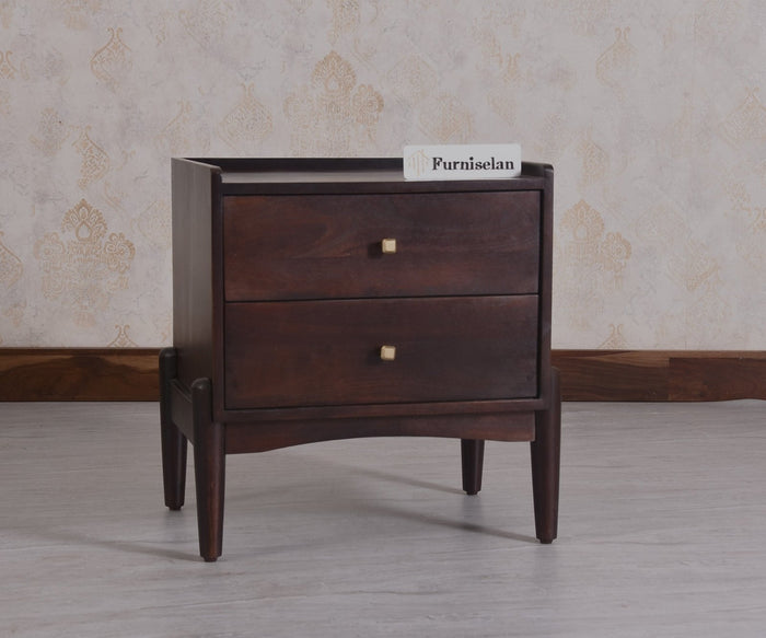 Wellington Solid Wood Bedside Table Two Drawer - Bedside Table - Furniselan - Grey-Finish