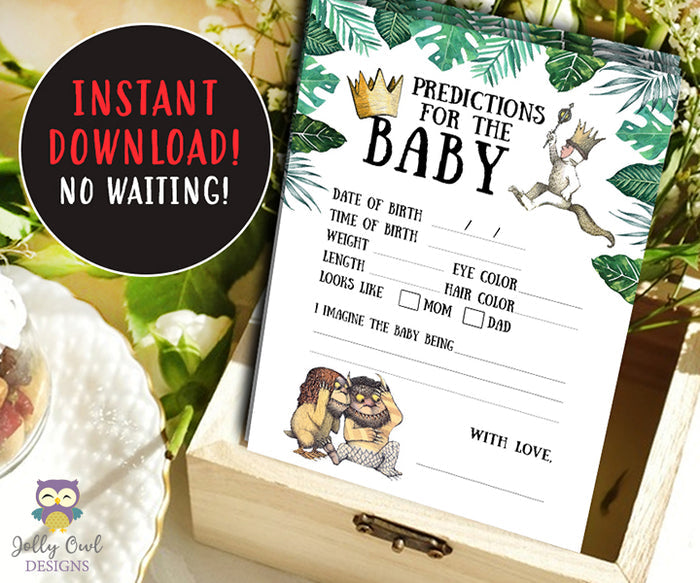 Where The Wild Things Are Baby Shower Games - 7 Games BUNDLE SET