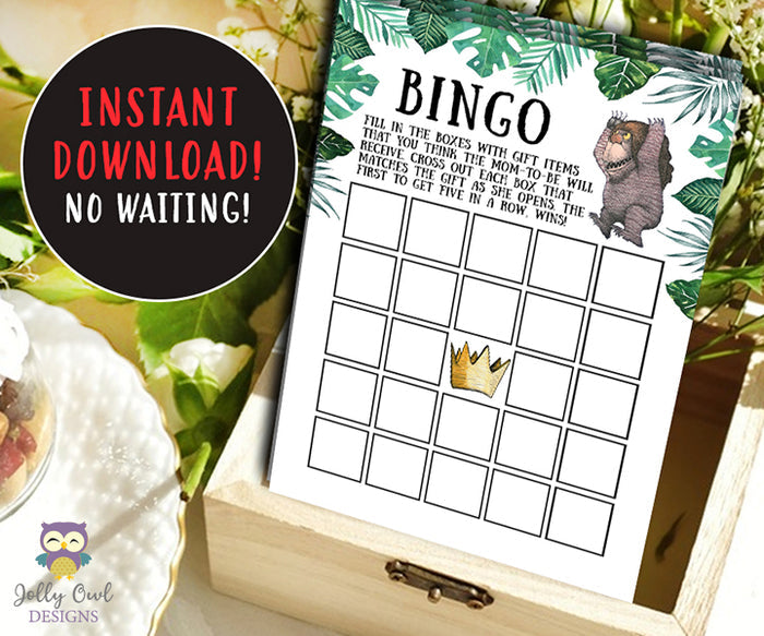 Where The Wild Things Are Baby Shower Games - 7 Games BUNDLE SET