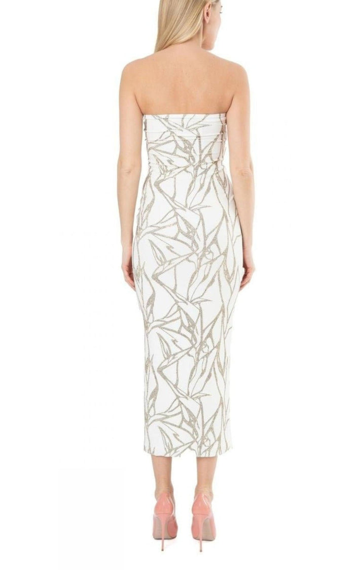 Alexandre Vauthier White Beaded Strapless Midi Dress - Runway Catalog