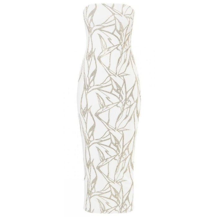 Alexandre Vauthier White Beaded Strapless Midi Dress - Runway Catalog