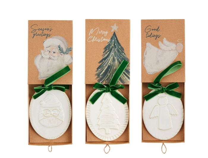 White Christmas Layered Ornaments - Pine & Moss
